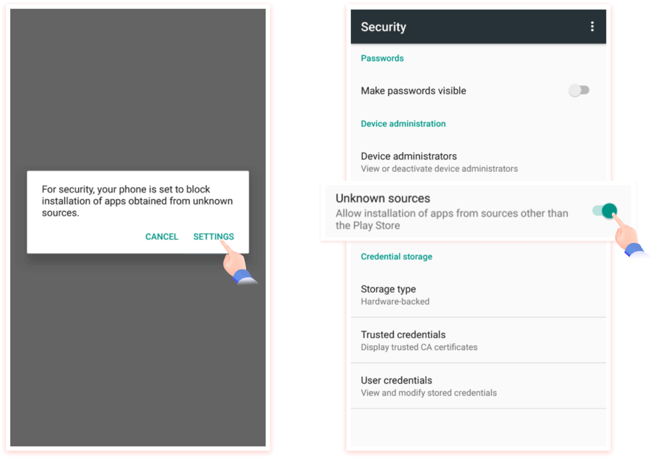 Enable the unknown sources option